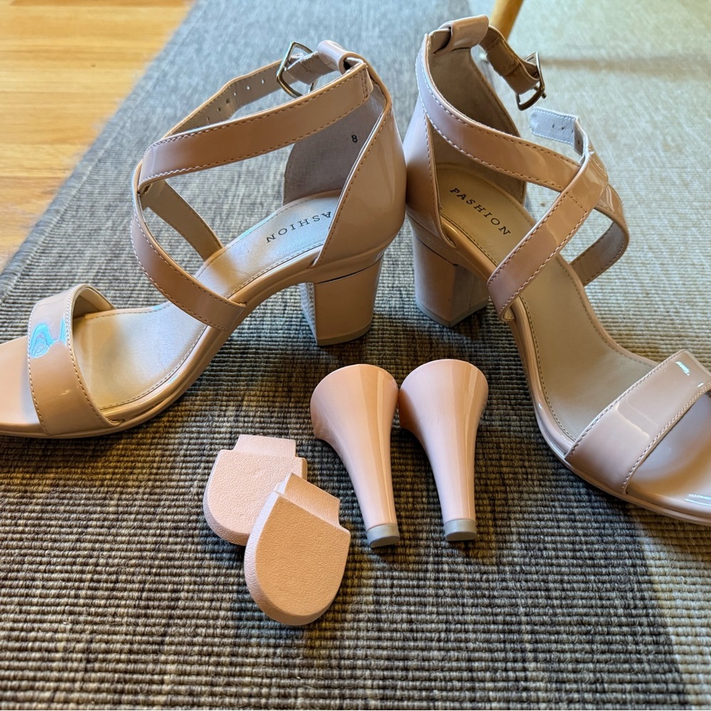 Pashion Footwear 1.0 Style Patent Sand Convertible Heeled Sandals & Heel Kits